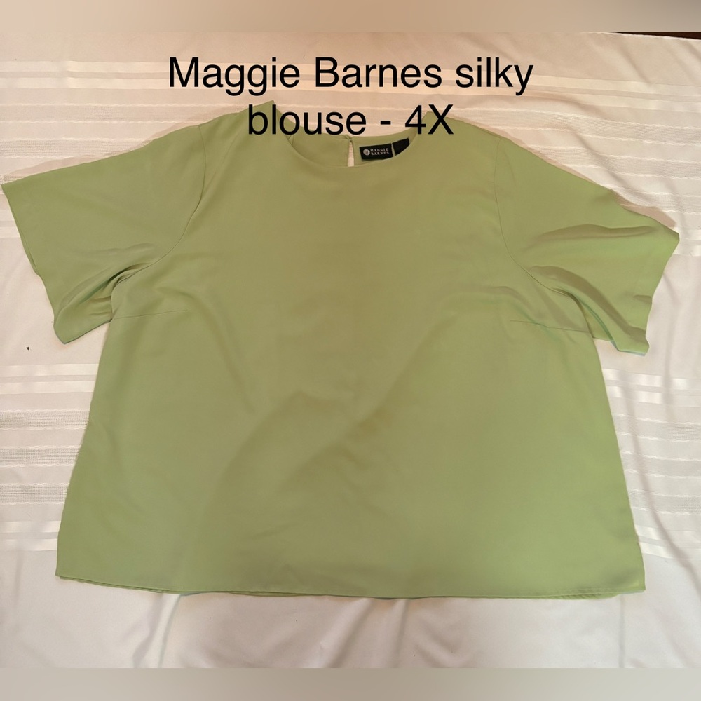 Maggie Barnes Light Green Silky Blouse